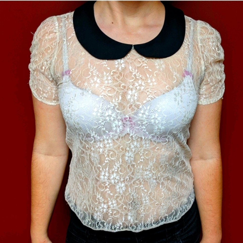 Lace Top with Peter Pan Collar